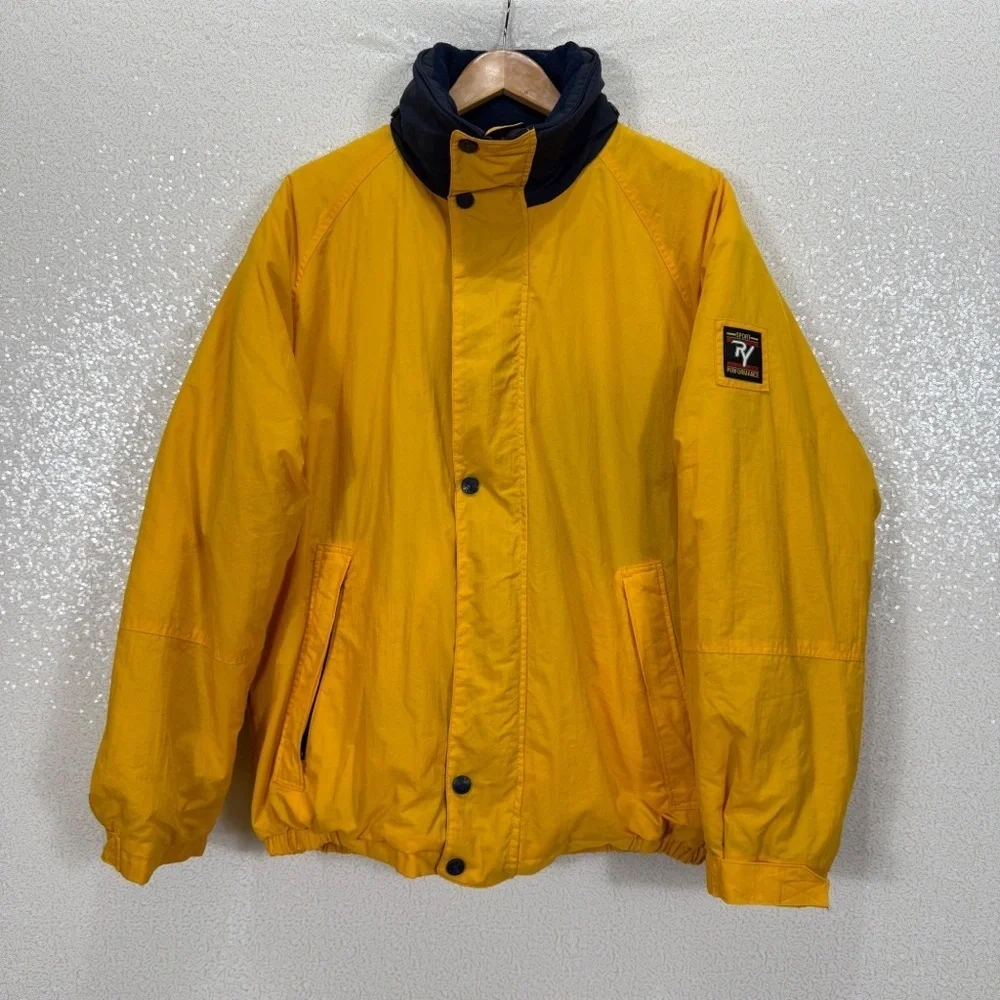 Vintage R&Y Sport Performance Jacket Men’s Medium Yellow Puffer Coat Hooded